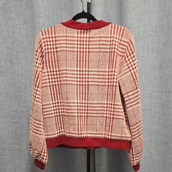 Christian Siriano Wine and Cream Knit Cardigan With Pearl Buttons Size Large - Picture 10 of 12